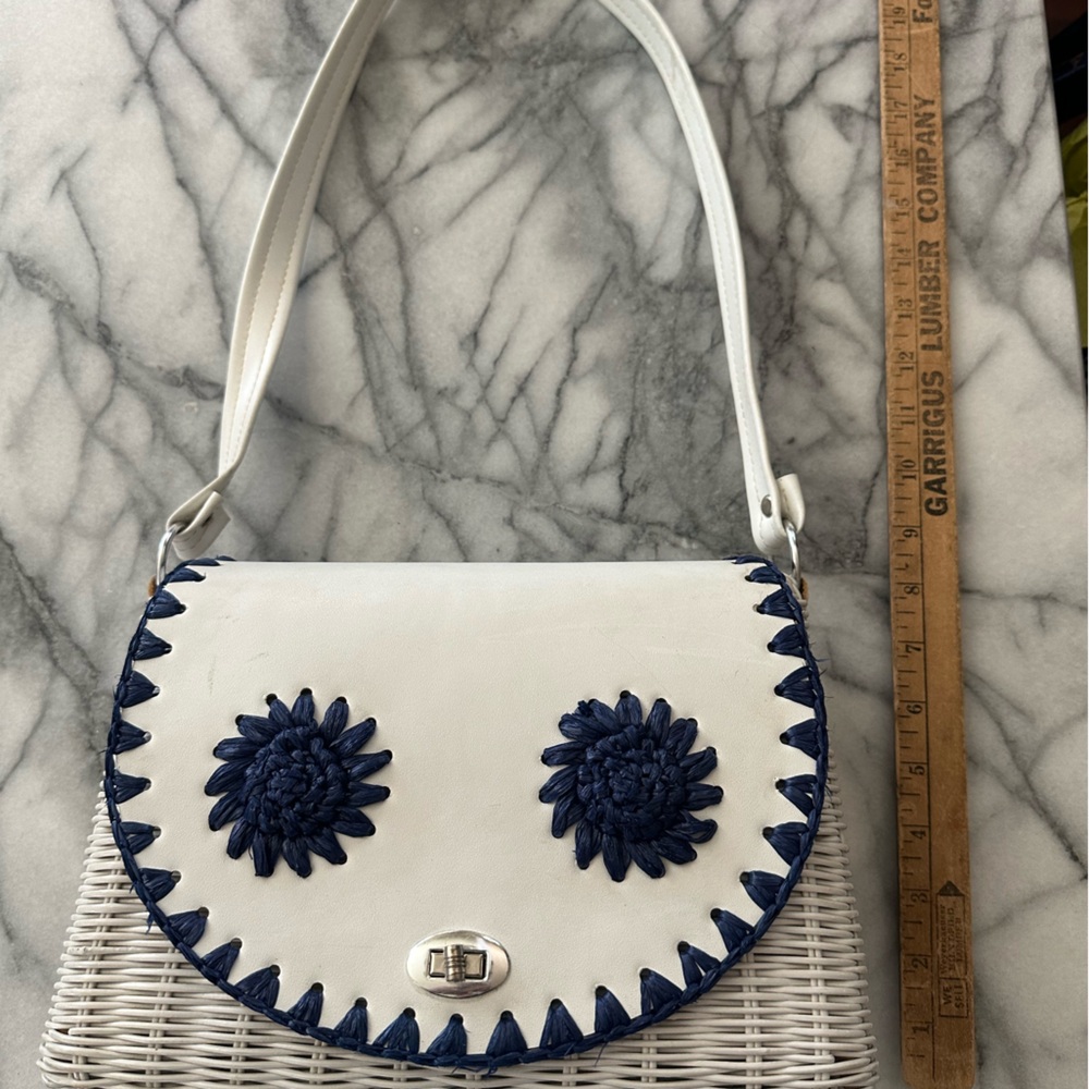 Vintage white wicker purse